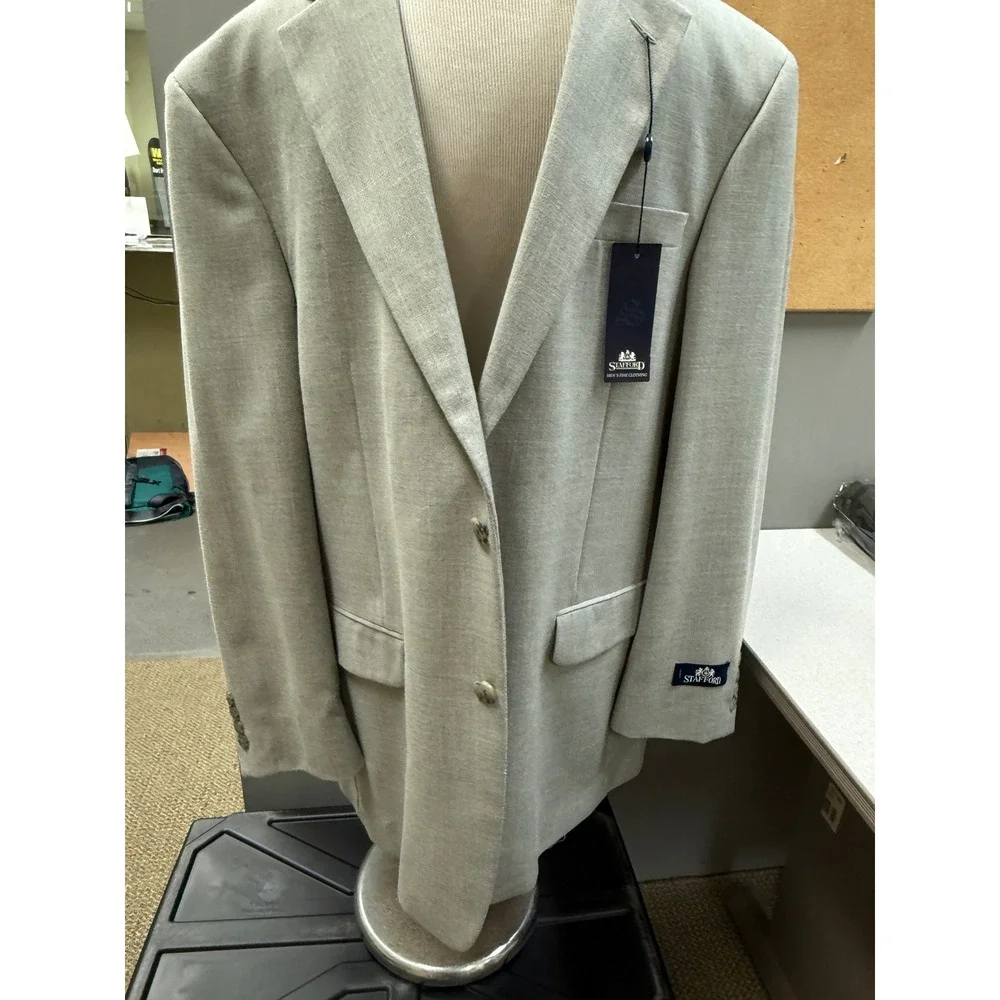 Stafford Mens Gray Blazer Jacket 42R Polyester Rayon Classic Fit‎